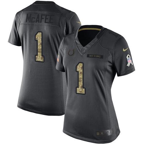 Indianapolis Colts #1 Pat McAfee Black Women's Stitched Limited 2016 Salute to Service Jersey Womens cheap jerseys for sale - CheapJerseys.Shop