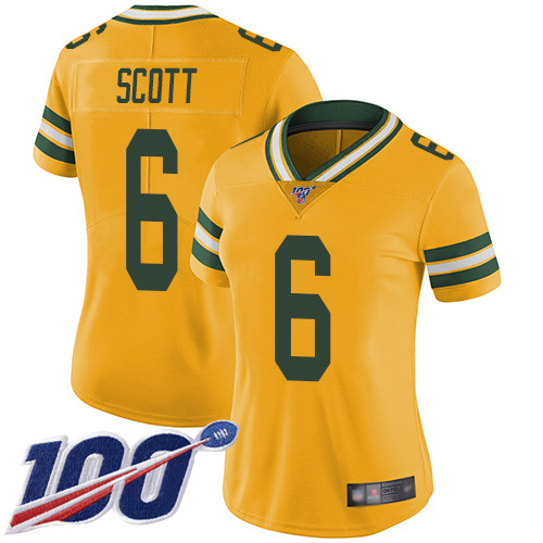 Green Bay Packers #6 JK Scott Gold Women's Stitched Limited Inverted Legend 100th Season Jersey Womens cheap jerseys for sale - CheapJerseys.Shop