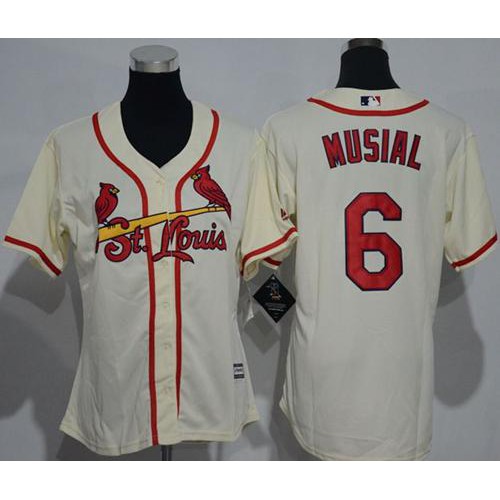 St.Louis Cardinals #6 Stan Musial Cream Alternate Women's Stitched Jersey Womens cheap jerseys for sale - CheapJerseys.Shop