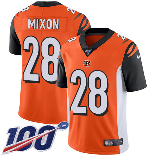 Bengals #28 Joe Mixon Orange Alternate Youth Stitched 100th Season Vapor Limited Jersey cheap jerseys for sale - CheapJerseys.Shop