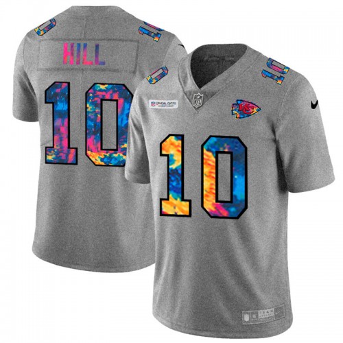 Kansas City Kansas City Chiefs #10 Tyreek Hill Men's Multi-Color 2020 Crucial Catch Jersey Greyheather Men's cheap jerseys for sale - CheapJerseys.Shop