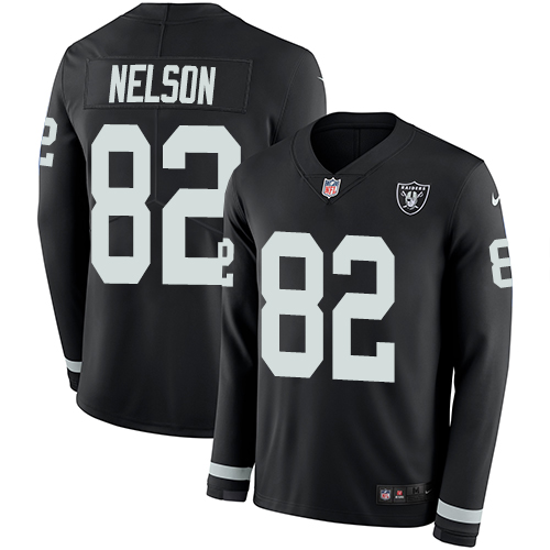 Las Vegas Raiders #82 Jordy Nelson Black Team Color Men's Stitched Limited Therma Long Sleeve Jersey Men's cheap jerseys for sale - CheapJerseys.Shop