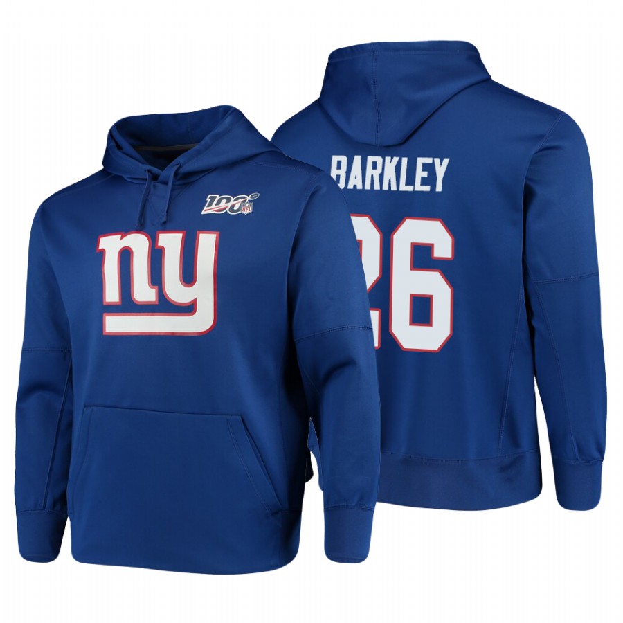 New York Giants #26 Saquon Barkley 100 Primary Logo Circuit Name & Number Pullover Hoodie Royal cheap jerseys for sale - CheapJerseys.Shop
