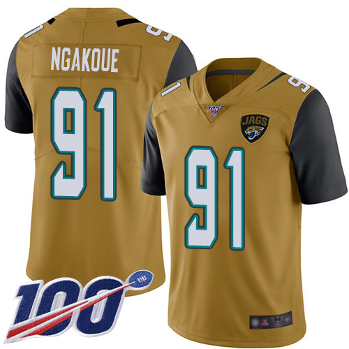 Jacksonville Jaguars #91 Yannick Ngakoue Gold Men's Stitched Limited Rush 100th Season Jersey Men's cheap jerseys for sale - CheapJerseys.Shop