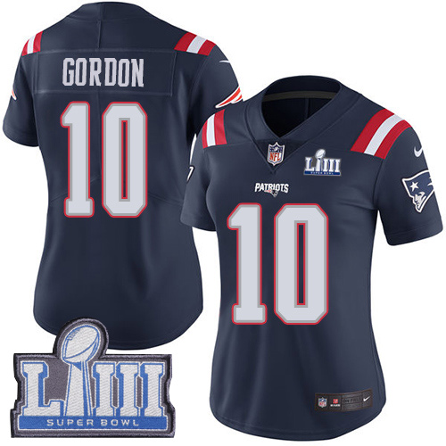 New England Patriots #10 Josh Gordon Navy Blue Super Bowl LIII Bound Women's Stitched Limited Rush Jersey Womens cheap jerseys for sale - CheapJerseys.Shop