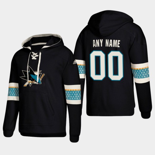 San Jose Sharks Personalized Lace-Up Pullover Hoodie Black cheap jerseys for sale - CheapJerseys.Shop