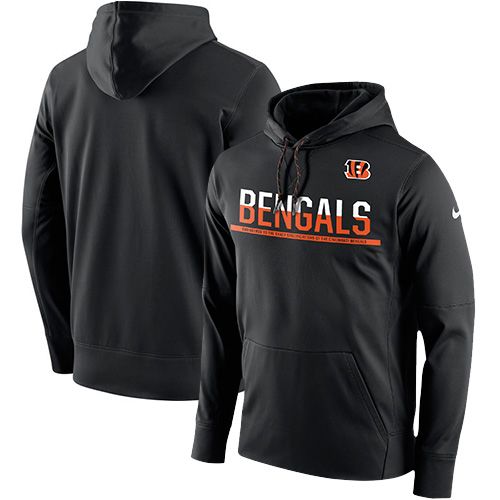 Men's Cincinnati Bengals Black Sideline Circuit Pullover Performance Hoodie cheap jerseys for sale - CheapJerseys.Shop