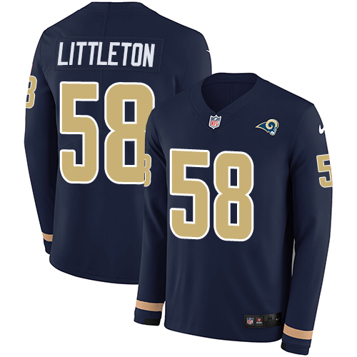 Los Angeles Rams #58 Cory Littleton Navy Blue Team Color Men's Stitched Limited Therma Long Sleeve Jersey Men's cheap jerseys for sale - CheapJerseys.Shop