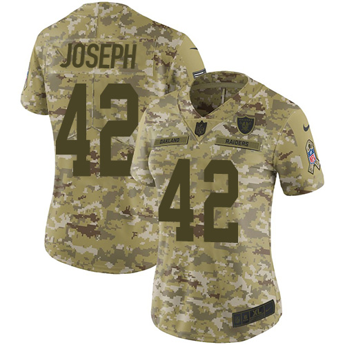 Las Vegas Raiders #42 Karl Joseph Camo Women's Stitched Limited 2018 Salute to Service Jersey Womens cheap jerseys for sale - CheapJerseys.Shop