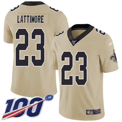 New Orleans Saints #23 Marshon Lattimore Gold Men's Stitched Limited Inverted Legend 100th Season Jersey Men's cheap jerseys for sale - CheapJerseys.Shop