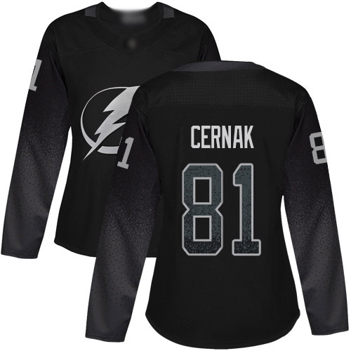 Tampa Bay Lightning #81 Erik Cernak Black Alternate Authentic Women's Stitched Jersey Womens cheap jerseys for sale - CheapJerseys.Shop