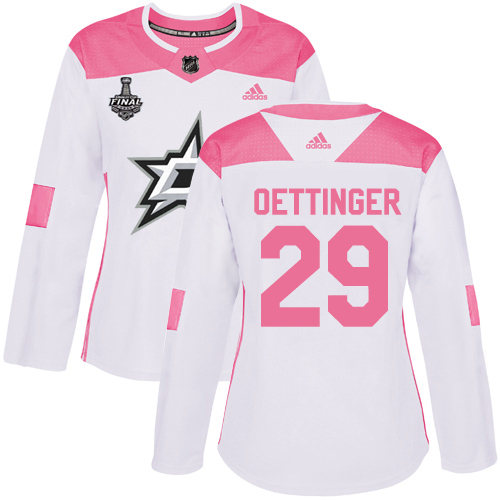 Dallas Stars #29 Jake Oettinger White/Pink Authentic Fashion Women's 2020 Stanley Cup Final Stitched Jersey Womens cheap jerseys for sale - CheapJerseys.Shop