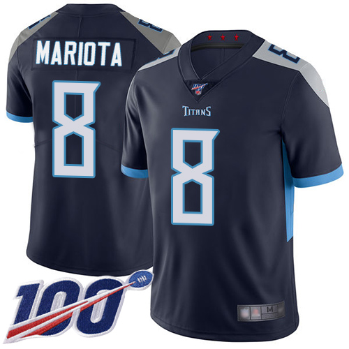 Tennessee Titans #8 Marcus Mariota Navy Blue Team Color Men's Stitched 100th Season Vapor Limited Jersey Men's cheap jerseys for sale - CheapJerseys.Shop