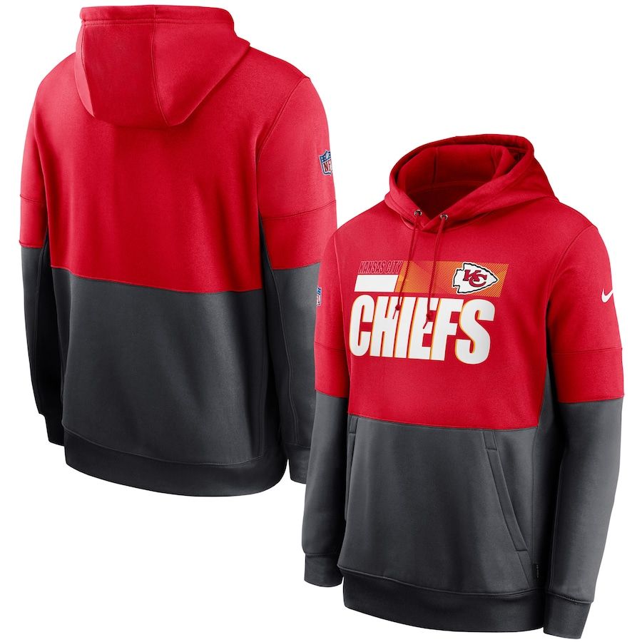 Kansas City Chiefs Sideline Impact Lockup Performance Pullover Hoodie Red Charcoal cheap jerseys for sale - CheapJerseys.Shop