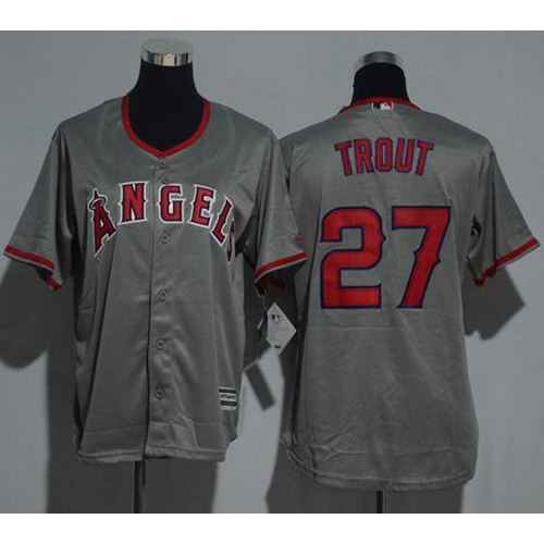 Los Angeles Angels #27 Mike Trout Grey Cool Base Stitched Youth Jersey Youth cheap jerseys for sale - CheapJerseys.Shop
