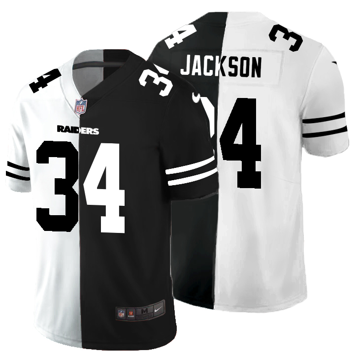 Las Vegas Raiders #34 Bo Jackson Men's Black V White Peace Split Vapor Untouchable Limited Jersey cheap jerseys for sale - CheapJerseys.Shop