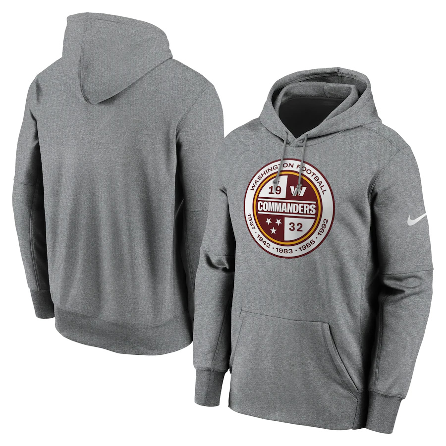 Washington Commanders Therma Pullover Hoodie - Heathered Charcoal cheap jerseys for sale - CheapJerseys.Shop