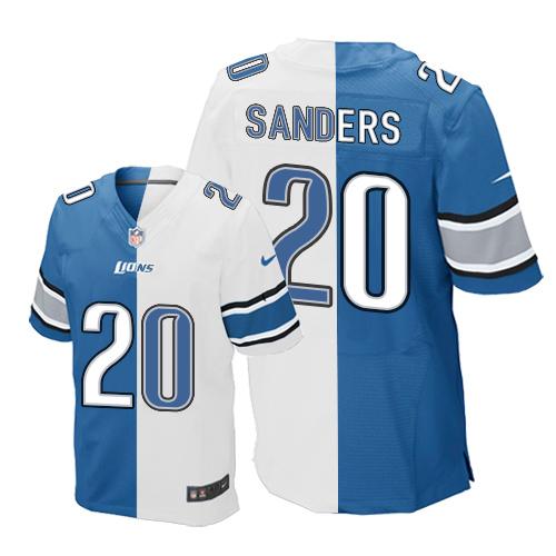 Lions #20 Barry Sanders Blue/White Men's Stitched Elite Split Jersey cheap jerseys for sale - CheapJerseys.Shop