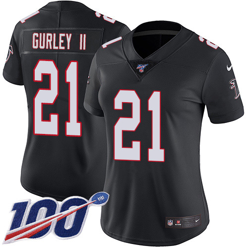 Atlanta Falcons #21 Todd Gurley II Black Alternate Women's Stitched 100th Season Vapor Untouchable Limited Jersey Womens cheap jerseys for sale - CheapJerseys.Shop