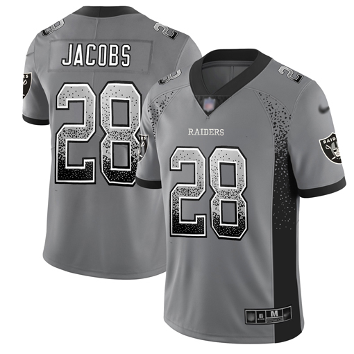 Raiders #28 Josh Jacobs Gray Men's Stitched Limited Rush Drift Fashion Jersey cheap jerseys for sale - CheapJerseys.Shop