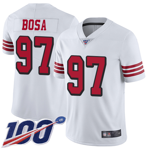 49ers #97 Nick Bosa White Rush Youth Stitched Limited 100th Season Jersey cheap jerseys for sale - CheapJerseys.Shop