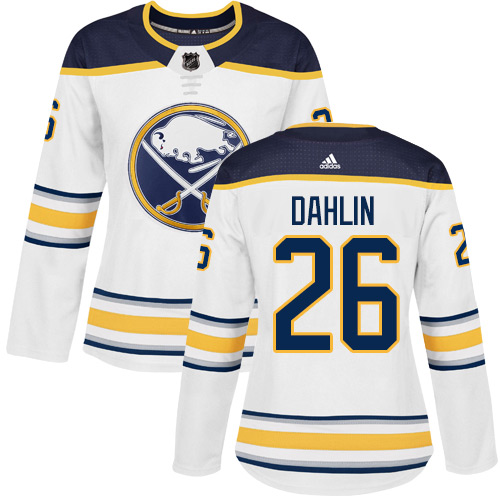 Buffalo Sabres #26 Rasmus Dahlin White Road Authentic Women's Stitched Jersey Womens cheap jerseys for sale - CheapJerseys.Shop