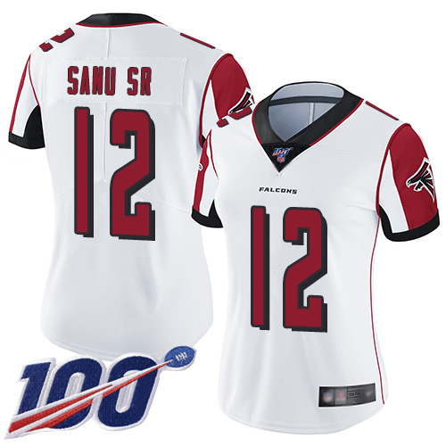 Atlanta Falcons #12 Mohamed Sanu Sr White Women's Stitched 100th Season Vapor Limited Jersey Womens cheap jerseys for sale - CheapJerseys.Shop