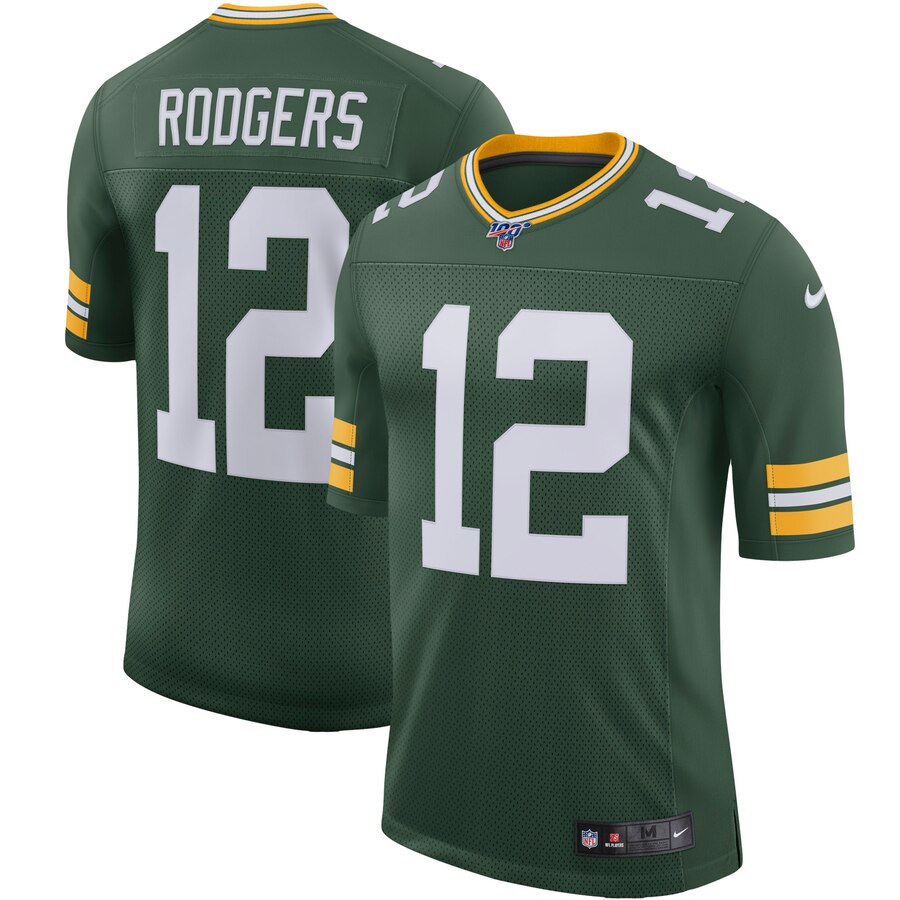Green Bay Packers #12 Aaron Rodgers 100th Season Vapor Limited Jersey Green cheap jerseys for sale - CheapJerseys.Shop