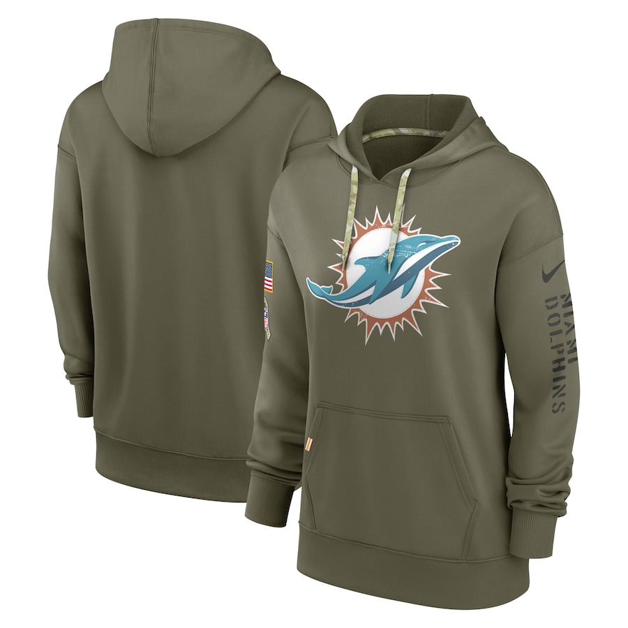 Miami Dolphins Women's 2022 Salute To Service Performance Pullover Hoodie - Olive cheap jerseys for sale - CheapJerseys.Shop