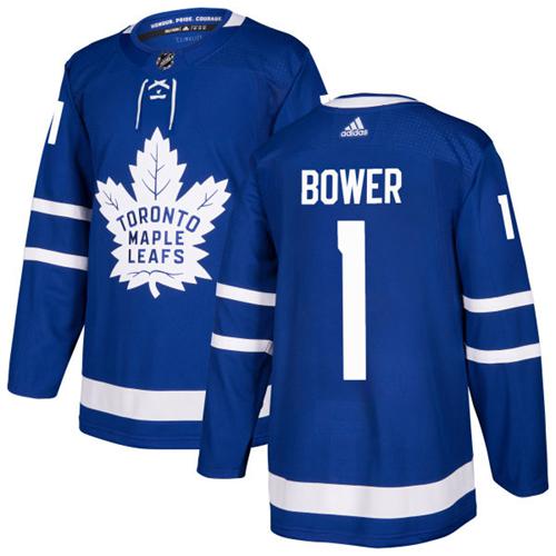 Maple Toronto Maple Leafs #1 Johnny Bower Blue Home Authentic Stitched Jersey Men's cheap jerseys for sale - CheapJerseys.Shop