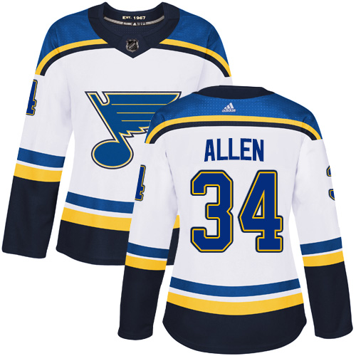 St. Louis Blues #34 Jake Allen White Road Authentic Women's Stitched Jersey Womens cheap jerseys for sale - CheapJerseys.Shop