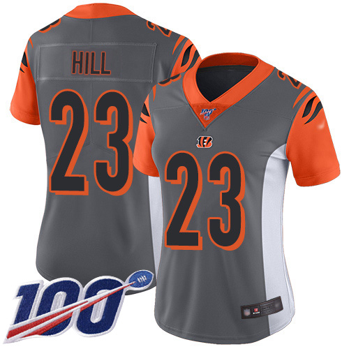 Bengals #23 Daxton Hill Silver Women's Stitched Limited Inverted Legend 100th Season Jersey cheap jerseys for sale - CheapJerseys.Shop