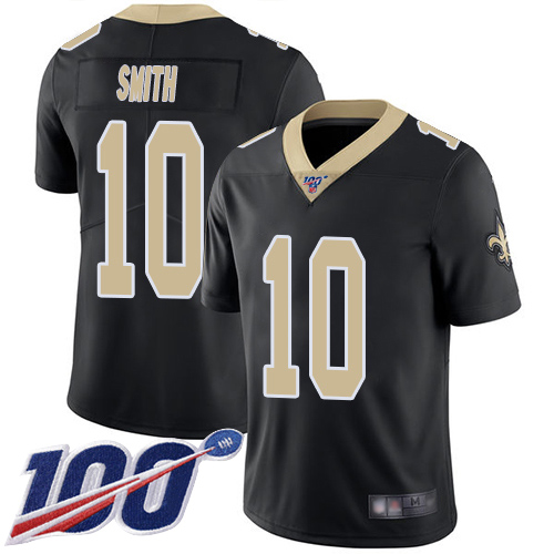 New Orleans Saints #10 Tre'Quan Smith Black Team Color Men's Stitched 100th Season Vapor Limited Jersey Men's cheap jerseys for sale - CheapJerseys.Shop