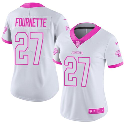 Jaguars #27 Leonard Fournette White/Pink Women's Stitched Limited Rush Fashion Jersey cheap jerseys for sale - CheapJerseys.Shop