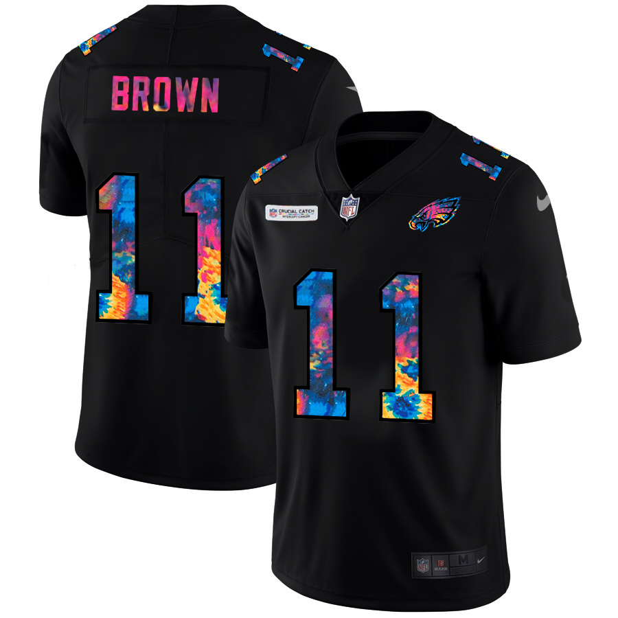 Philadelphia Eagles #11 A.J. Brown Men's Multi-Color Black 2020 Crucial Catch Vapor Untouchable Limited Jersey cheap jerseys for sale - CheapJerseys.Shop