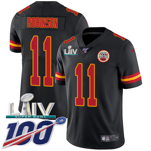 Kansas City Chiefs #11 Demarcus Robinson Black Super Bowl LIV 2020 Men's Stitched Limited Rush 100th Season Jersey Men's cheap jerseys for sale - CheapJerseys.Shop