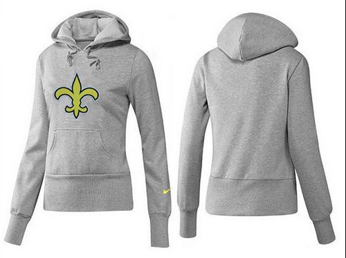 Women's New Orleans Saints Logo Pullover Hoodie Grey cheap jerseys for sale - CheapJerseys.Shop