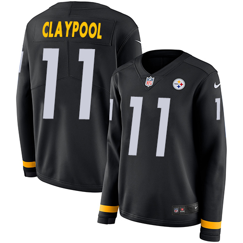 Pittsburgh Steelers #11 Chase Claypool Black Team Color Women's Stitched Limited Therma Long Sleeve Jersey Womens cheap jerseys for sale - CheapJerseys.Shop
