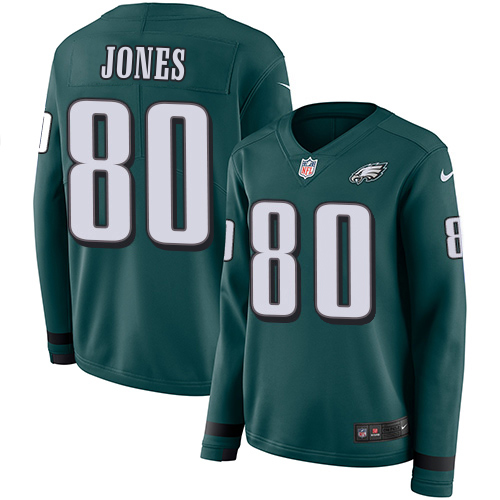 Eagles #80 Julio Jones Green Team Color Women's Stitched Limited Therma Long Sleeve Jersey cheap jerseys for sale - CheapJerseys.Shop