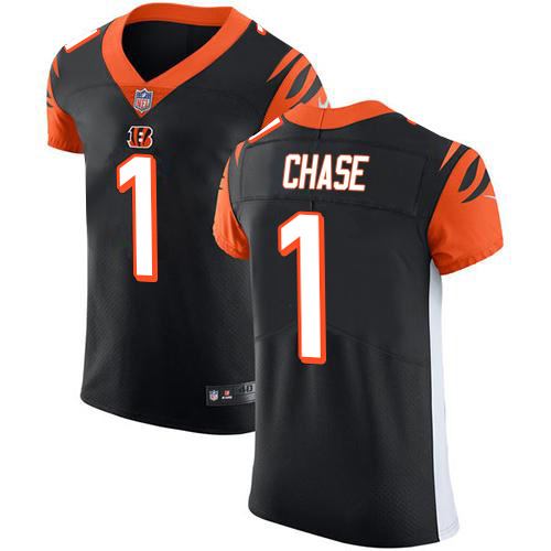 Bengals #1 Ja'Marr Chase Black Team Color Men's Stitched Vapor Untouchable Elite Jersey cheap jerseys for sale - CheapJerseys.Shop