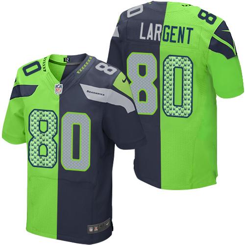 Seahawks #80 Steve Largent Steel Blue/Green Men's Stitched Elite Split Jersey cheap jerseys for sale - CheapJerseys.Shop