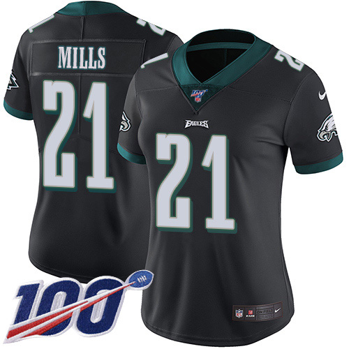 Philadelphia Eagles #21 Jalen Mills Black Alternate Women's Stitched 100th Season Vapor Untouchable Limited Jersey Womens cheap jerseys for sale - CheapJerseys.Shop