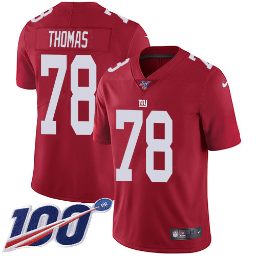New York Giants #78 Andrew Thomas Red Alternate Men's Stitched 100th Season Vapor Untouchable Limited Jersey Men's cheap jerseys for sale - CheapJerseys.Shop