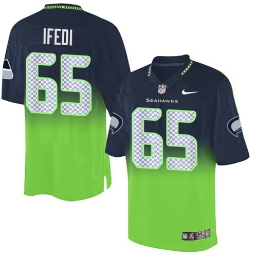 Seattle Seahawks #65 Germain Ifedi Steel Blue/Green Men's Stitched Elite Fadeaway Fashion Jersey Men's cheap jerseys for sale - CheapJerseys.Shop
