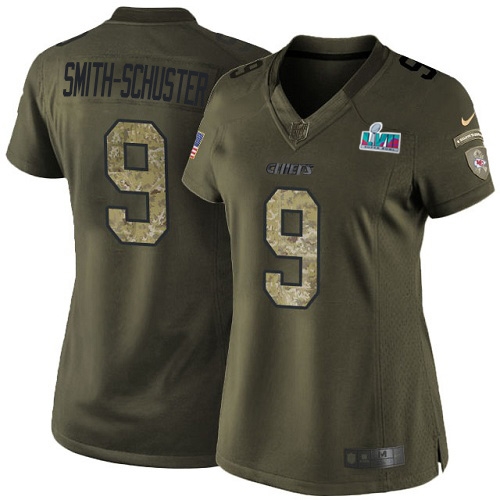 Chiefs #9 JuJu Smith-Schuster Green Super Bowl LVII Patch Women's Stitched Limited 2015 Salute To Service Jersey cheap jerseys for sale - CheapJerseys.Shop