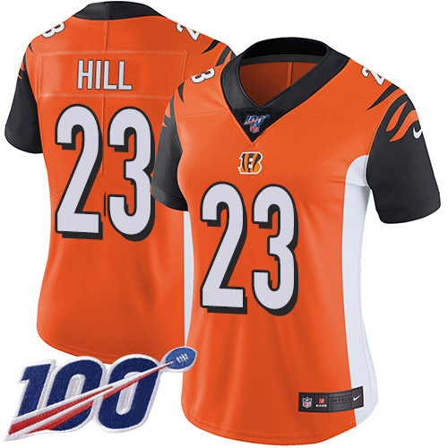 Bengals #23 Daxton Hill Orange Alternate Women's Stitched 100th Season Vapor Untouchable Limited Jersey cheap jerseys for sale - CheapJerseys.Shop