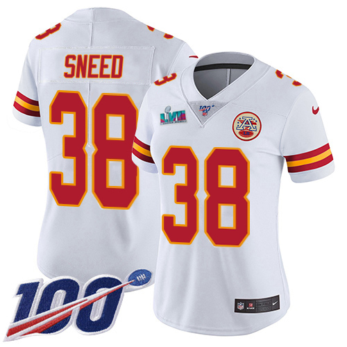 Chiefs #38 L'Jarius Sneed White Super Bowl LVII Patch Women's Stitched 100th Season Vapor Limited Jersey cheap jerseys for sale - CheapJerseys.Shop