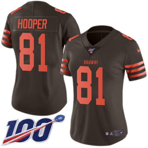 Cleveland Browns #81 Austin Hooper Brown Women's Stitched Limited Rush 100th Season Jersey Womens cheap jerseys for sale - CheapJerseys.Shop