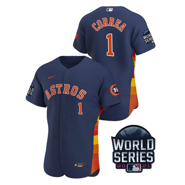 Houston Astros #1 Carlos Correa Men's 150th Anniversary 2021 World Series Authentic Jersey - Navy cheap jerseys for sale - CheapJerseys.Shop