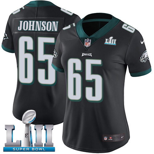 Philadelphia Eagles #65 Lane Johnson Black Alternate Super Bowl LII Women's Stitched Vapor Untouchable Limited Jersey Womens cheap jerseys for sale - CheapJerseys.Shop